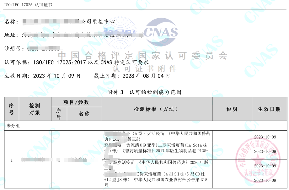 CNAS认证范围