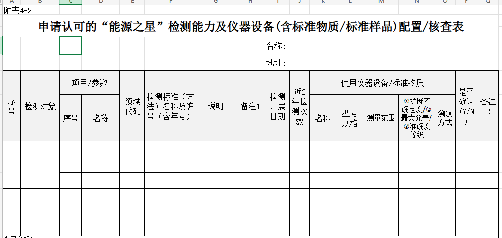 CNAS 申请能力及仪器设备配置表(AL01-06)填写指南