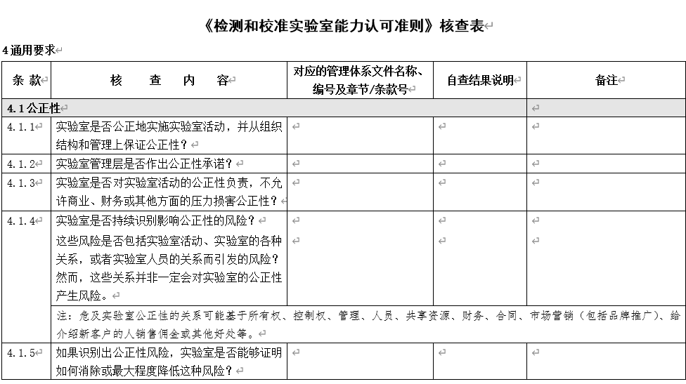 CNAS-CL01 认可准则核查表填写与准备攻略