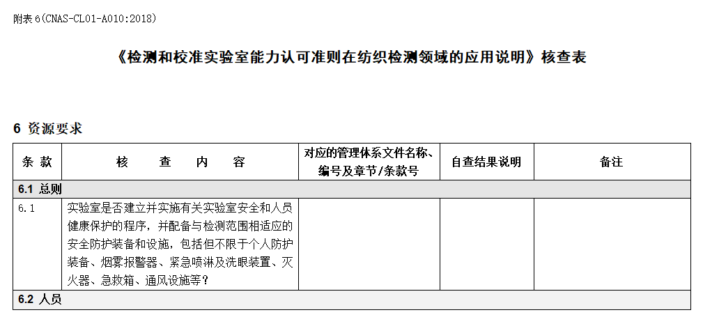 纺织实验室 CNAS 资质申请核查表(CNAS-CL01-A010)攻略